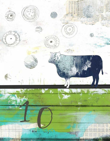 Cow 10 Black Ornate Wood Framed Art Print with Double Matting by Ogren, Sarah