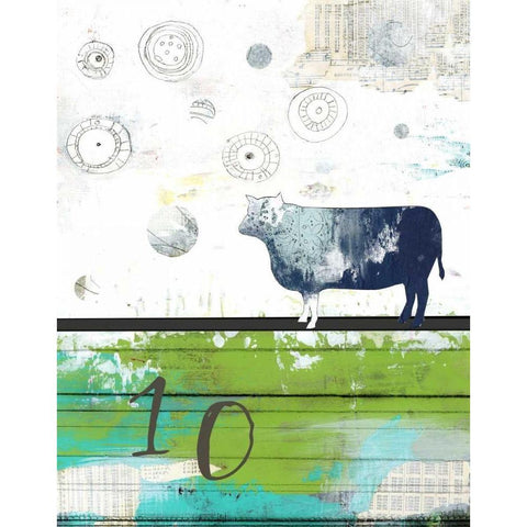 Cow 10 Black Modern Wood Framed Art Print with Double Matting by Ogren, Sarah