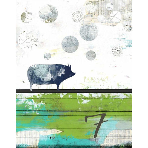 Pig 7 White Modern Wood Framed Art Print by Ogren, Sarah