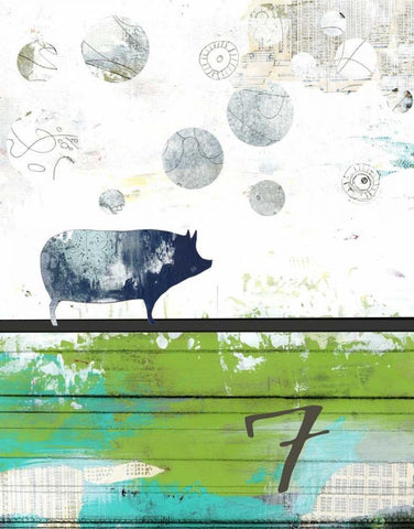 Pig 7 Black Ornate Wood Framed Art Print with Double Matting by Ogren, Sarah