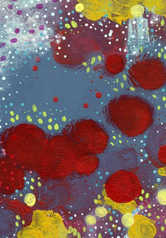 Big Red Flowers Abstract White Modern Wood Framed Art Print with Double Matting by Ogren, Sarah