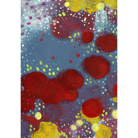 Big Red Flowers Abstract Black Modern Wood Framed Art Print by Ogren, Sarah