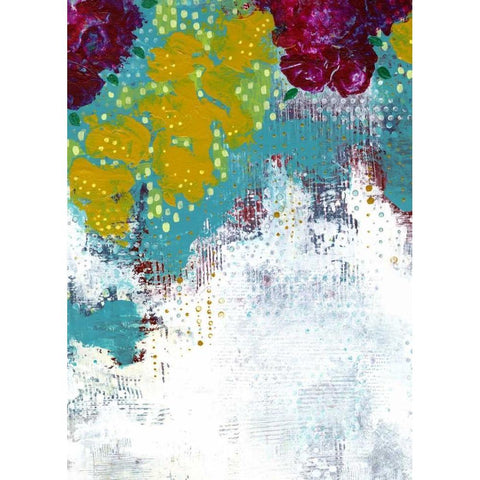 Purple and Gold Floral Abstract Black Modern Wood Framed Art Print by Ogren, Sarah