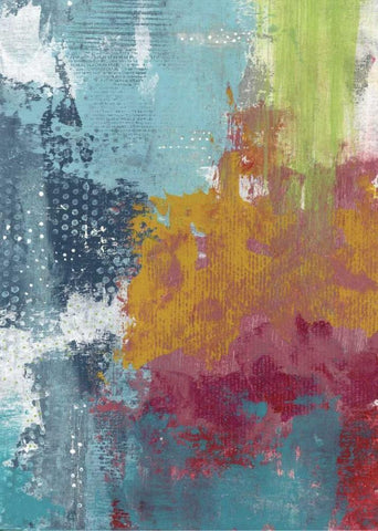 Lime Green Waterfall Abstract Black Ornate Wood Framed Art Print with Double Matting by Ogren, Sarah