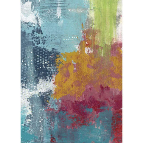 Lime Green Waterfall Abstract Gold Ornate Wood Framed Art Print with Double Matting by Ogren, Sarah