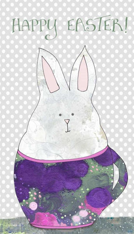 Rabbit in Tea Cup Black Ornate Wood Framed Art Print with Double Matting by Ogren, Sarah