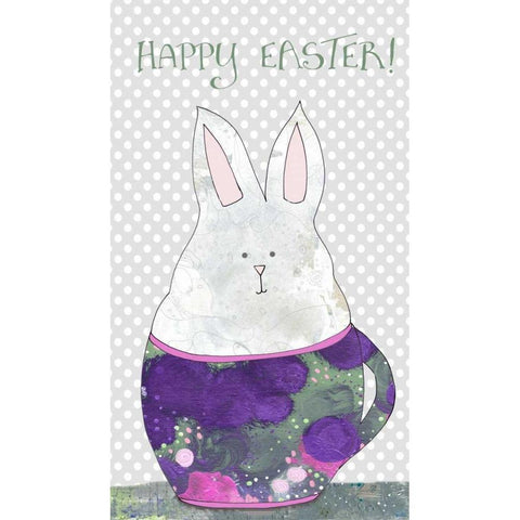 Rabbit in Tea Cup Black Modern Wood Framed Art Print with Double Matting by Ogren, Sarah