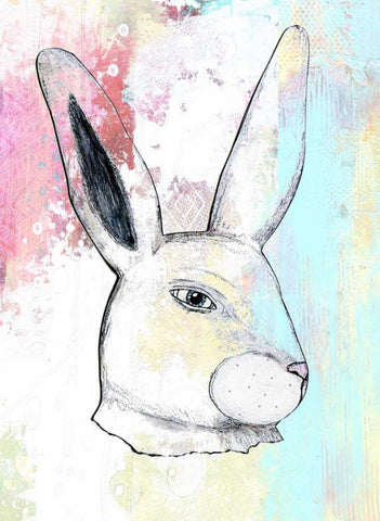 Rainbow Bunny Black Ornate Wood Framed Art Print with Double Matting by Ogren, Sarah