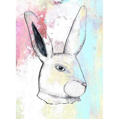 Rainbow Bunny Black Modern Wood Framed Art Print by Ogren, Sarah