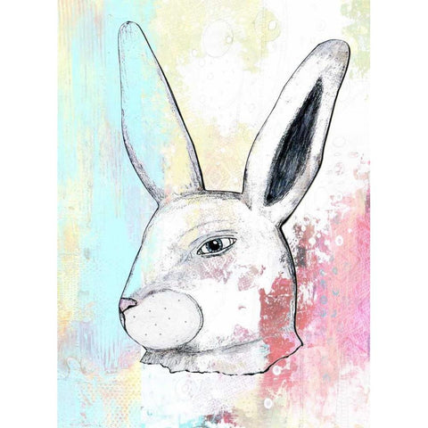 Rainbow Bunny II White Modern Wood Framed Art Print by Ogren, Sarah