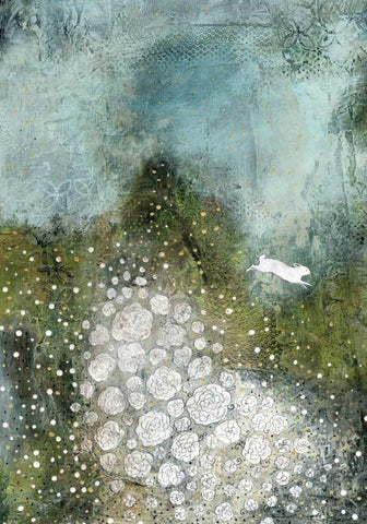 White Flowers White Modern Wood Framed Art Print with Double Matting by Ogren, Sarah