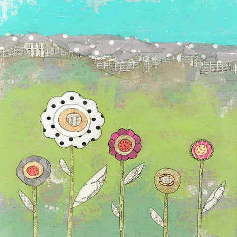 5 Flowers Black Modern Wood Framed Art Print with Double Matting by Ogren, Sarah