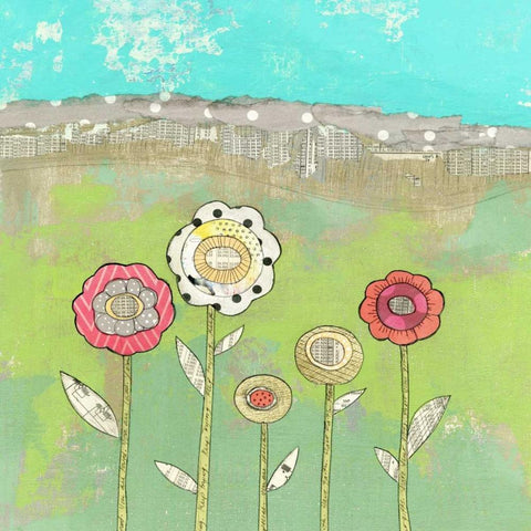 5 More Flowers White Modern Wood Framed Art Print by Ogren, Sarah