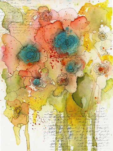 Floral Watercolor Black Ornate Wood Framed Art Print with Double Matting by Ogren, Sarah