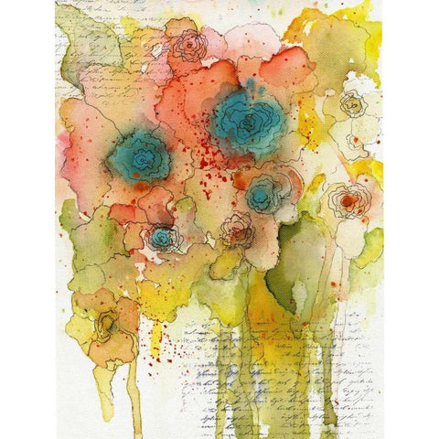 Floral Watercolor Black Modern Wood Framed Art Print with Double Matting by Ogren, Sarah