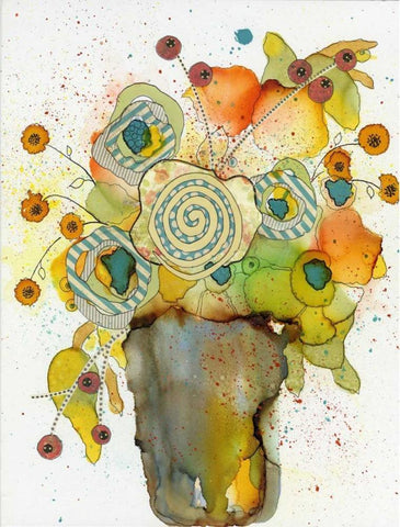 Floral Vase White Modern Wood Framed Art Print with Double Matting by Ogren, Sarah