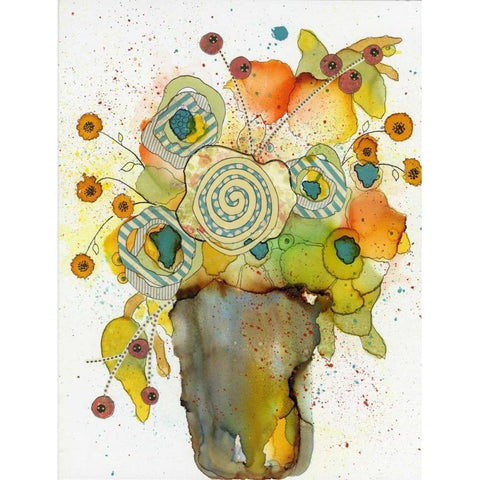 Floral Vase Black Modern Wood Framed Art Print with Double Matting by Ogren, Sarah