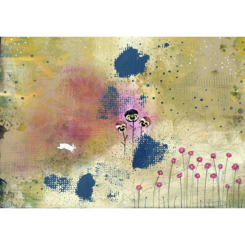 Three Pansies White Modern Wood Framed Art Print by Ogren, Sarah