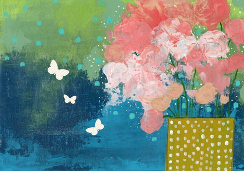 The Yellow Vase White Modern Wood Framed Art Print with Double Matting by Ogren, Sarah