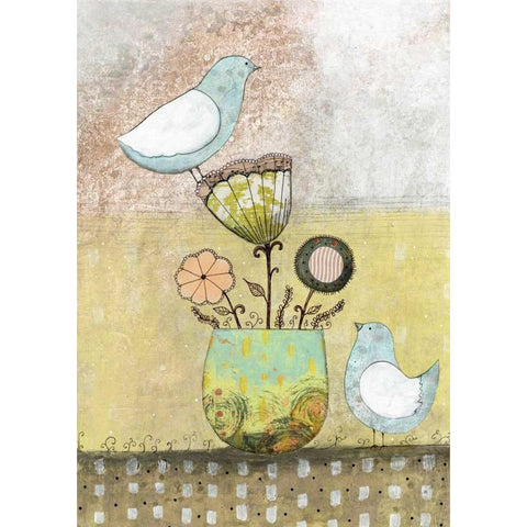 2 Blue Birds White Modern Wood Framed Art Print by Ogren, Sarah