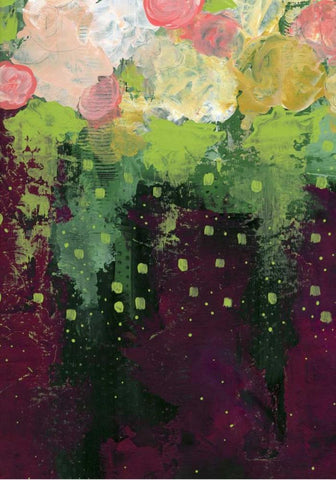 Purple and Lime Floral Black Ornate Wood Framed Art Print with Double Matting by Ogren, Sarah