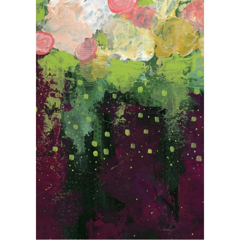 Purple and Lime Floral Gold Ornate Wood Framed Art Print with Double Matting by Ogren, Sarah