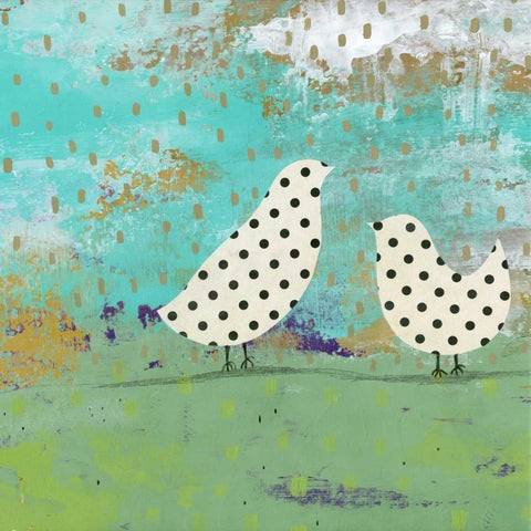 Polka Dot Birds White Modern Wood Framed Art Print by Ogren, Sarah