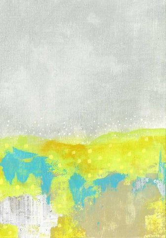 Yellow Flowers Abstract Black Ornate Wood Framed Art Print with Double Matting by Ogren, Sarah