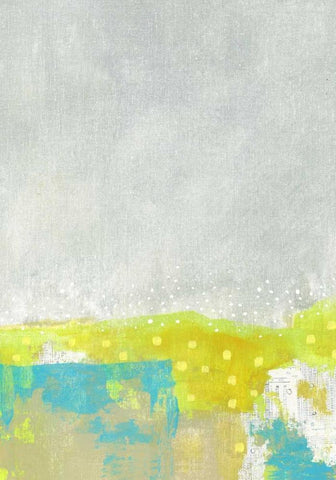 Yellow Abstract Flowers II White Modern Wood Framed Art Print with Double Matting by Ogren, Sarah