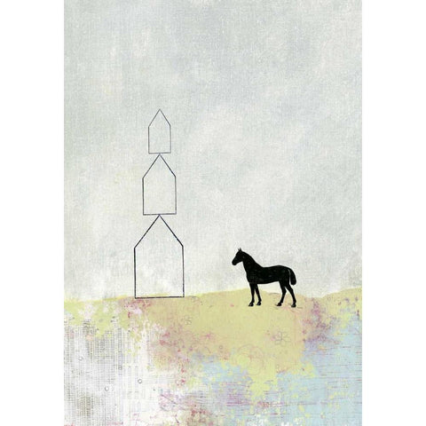 3 Barns Black Modern Wood Framed Art Print by Ogren, Sarah