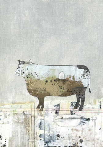 Brown Cow Black Ornate Wood Framed Art Print with Double Matting by Ogren, Sarah