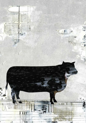 The Black Bull White Modern Wood Framed Art Print with Double Matting by Ogren, Sarah