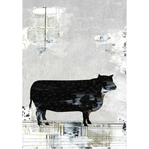 The Black Bull Black Modern Wood Framed Art Print by Ogren, Sarah