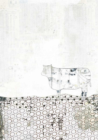 Neutral Cow Black Ornate Wood Framed Art Print with Double Matting by Ogren, Sarah