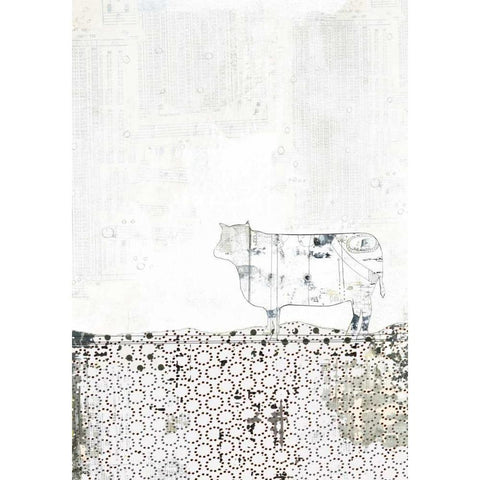 Neutral Cow White Modern Wood Framed Art Print by Ogren, Sarah