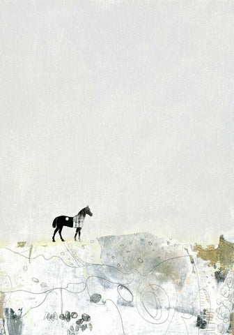 The Lone Horse White Modern Wood Framed Art Print with Double Matting by Ogren, Sarah