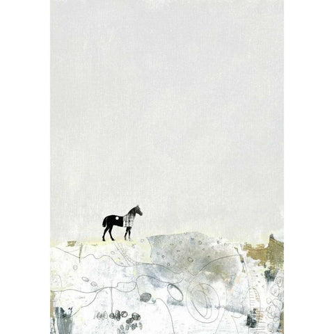 The Lone Horse Black Modern Wood Framed Art Print by Ogren, Sarah