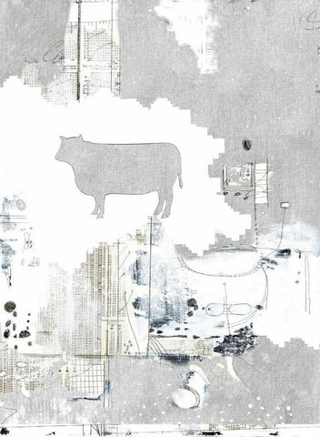 Industry Cow Black Ornate Wood Framed Art Print with Double Matting by Ogren, Sarah