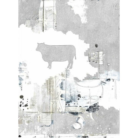 Industry Cow Black Modern Wood Framed Art Print with Double Matting by Ogren, Sarah