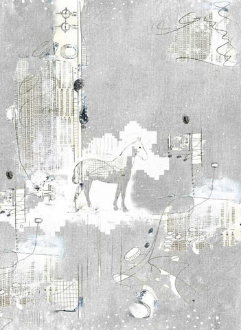 Industry Horse White Modern Wood Framed Art Print with Double Matting by Ogren, Sarah