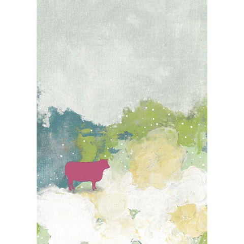 The Pink Cow Black Modern Wood Framed Art Print with Double Matting by Ogren, Sarah