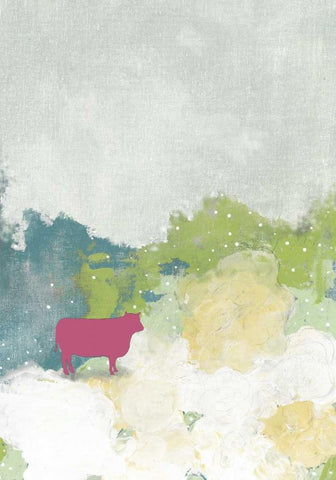 The Pink Cow Black Ornate Wood Framed Art Print with Double Matting by Ogren, Sarah