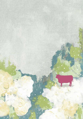 The Pink Cow II Black Ornate Wood Framed Art Print with Double Matting by Ogren, Sarah