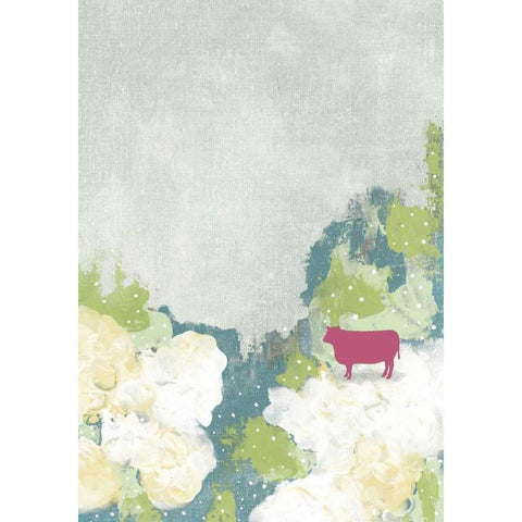 The Pink Cow II Black Modern Wood Framed Art Print with Double Matting by Ogren, Sarah