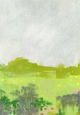 Green Landscape II White Modern Wood Framed Art Print with Double Matting by Ogren, Sarah