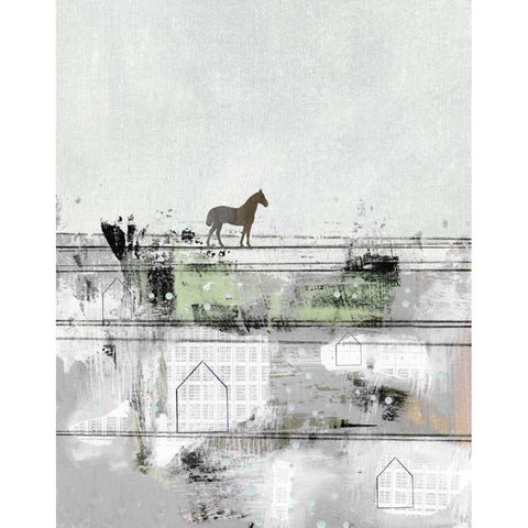 The Brown Horse Black Modern Wood Framed Art Print by Ogren, Sarah