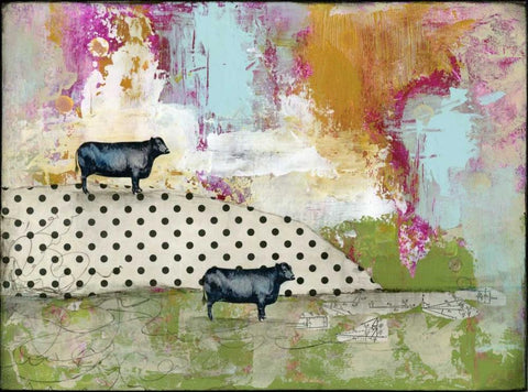 Two Bulls White Modern Wood Framed Art Print with Double Matting by Ogren, Sarah