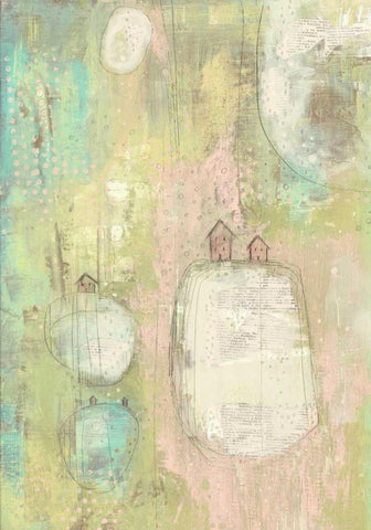 5 Houses Black Ornate Wood Framed Art Print with Double Matting by Ogren, Sarah