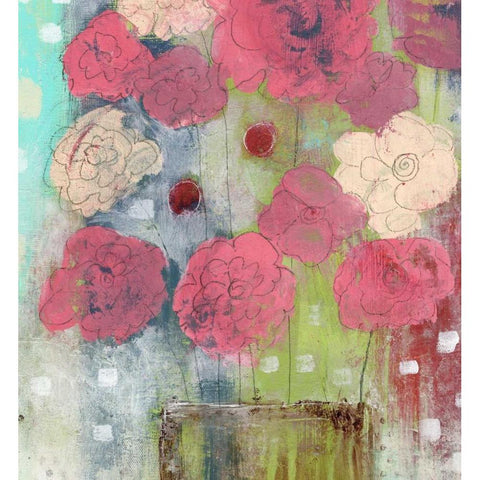 Pink Bouquet White Modern Wood Framed Art Print by Ogren, Sarah