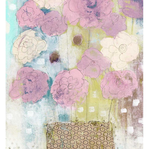 Lavender and Lime Flowers in Vase Black Modern Wood Framed Art Print with Double Matting by Ogren, Sarah